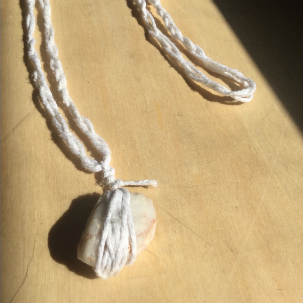 Homemade hemp rope / quartz braided necklace